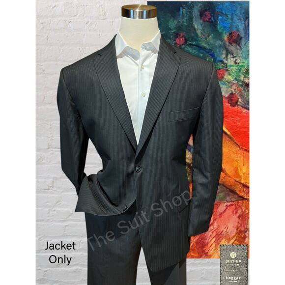 Haggar Suit Up 46L Dark Gray Multi-Stripe Mens Blazer Suit Jacket - Picture 1 of 16
